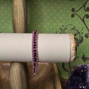 Handmade Raspberry Swarovski Crystal Bracelet with Pink AB Japanese Seed Beads